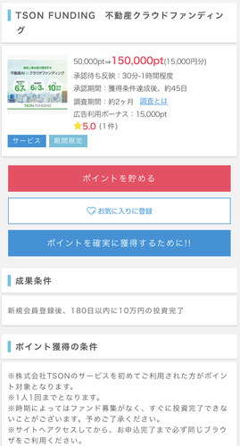 TSON FUNDING、投資完了で15000円！