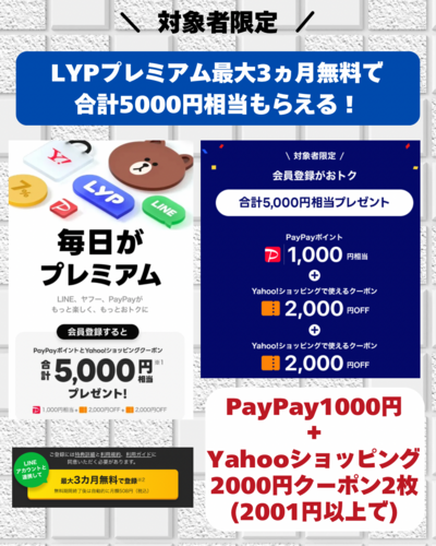 対象者限定 LYPプレミアムにまた無料で入れて 合計5000円相当もらえる！ - 2.png